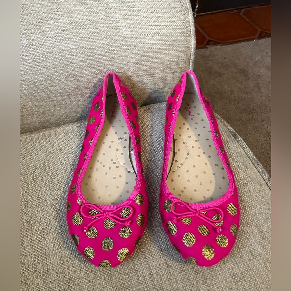 Cat and jack pink and gold polka dot flats - Picture 4 of 8
